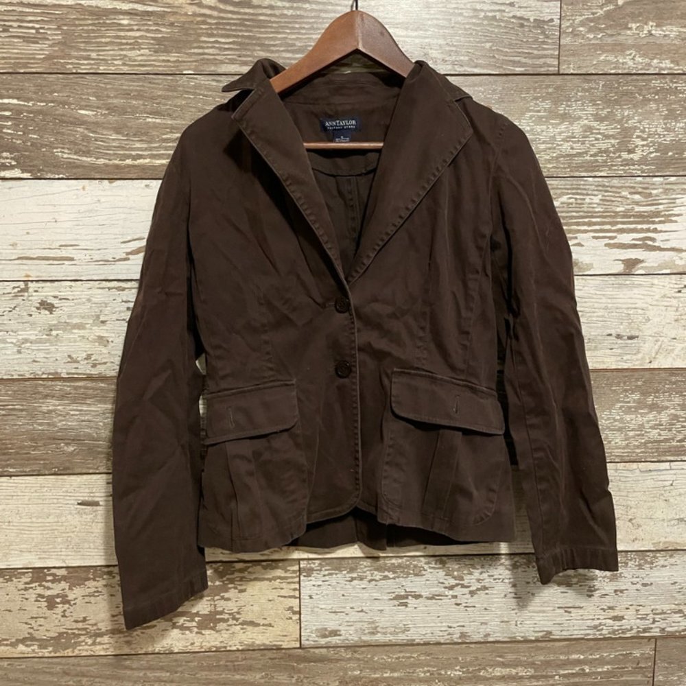 Ann Taylor Brown Women's Streetwear Button Up Utility Jacket